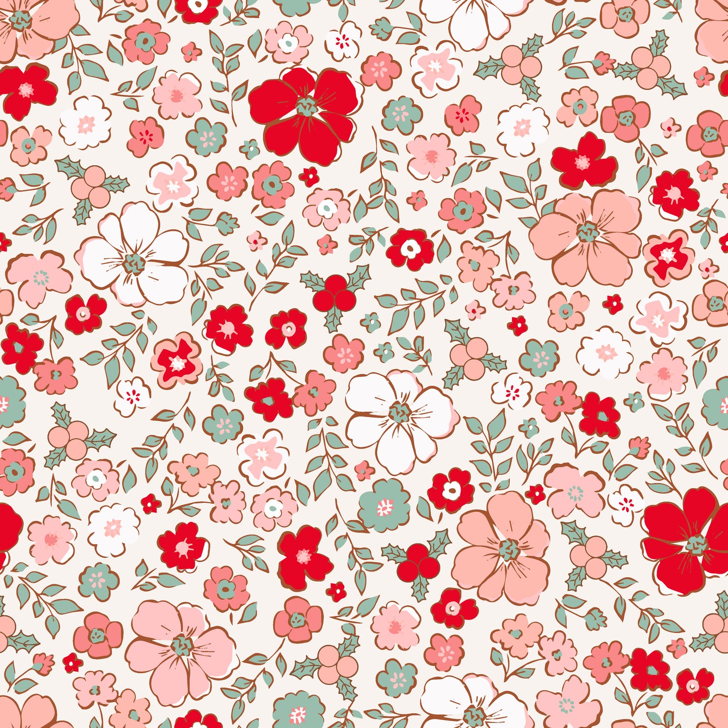 Choose your own Garment in Red Christmas Floral Fabric